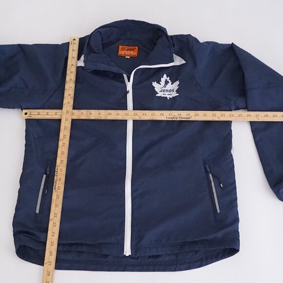 VTG G-SW Get Gitch Aeros Hockey Navy White Zip Up Nylon Windbreaker Jacket M - Picture 3 of 10